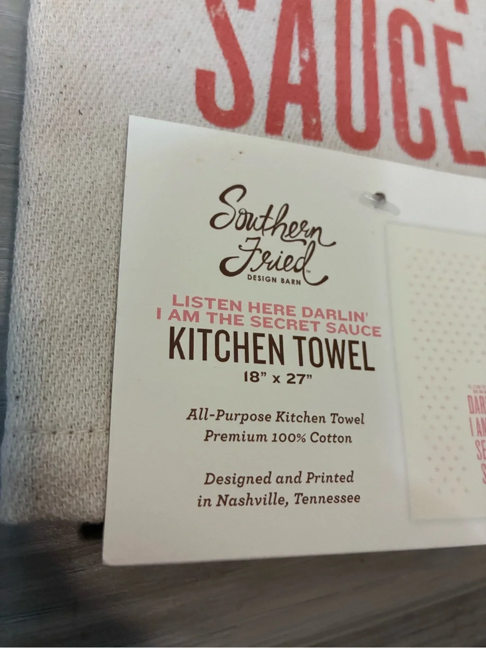 'Darlin' I Am The Secret Sauce' Kitchen Towel Sassy Hostess Gift Cream Coral